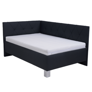 Čalouněná rohová postel AFRODITE černá, 140x200 cm