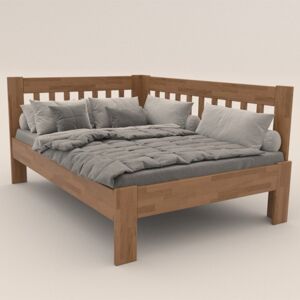 Rohová postel APOLONIE pravá, dub/světlý ořech, 140x200 cm