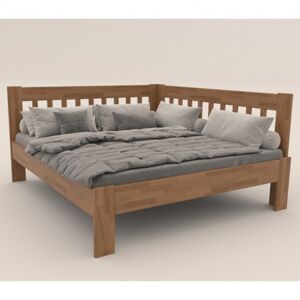 Rohová postel APOLONIE pravá, dub/světlý ořech, 180x200 cm