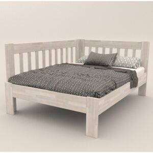Rohová postel APOLONIE levá, buk/bílá, 140x200 cm