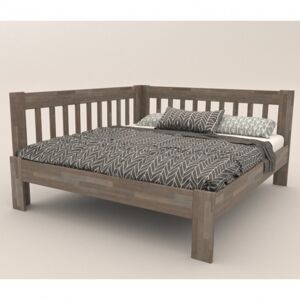 Rohová postel APOLONIE levá, buk/šedá, 160x200 cm