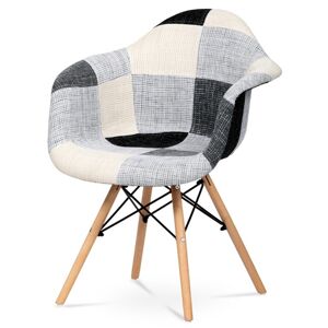 Jídelní židle AVIRA šedá/bílá, patchwork