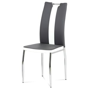 Jídelní židle BARBORA šedo-bílá/chrom