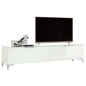TV stolek BENTLEY bílá matná/bílé sklo, hloubka 45 cm
