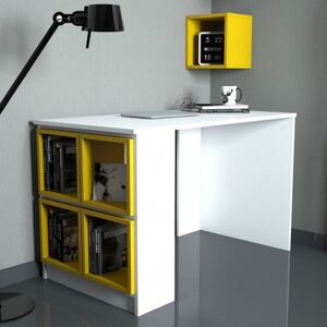 Psací stůl BOX bílá/žlutá