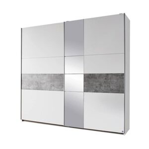 Šatní skříň CADENCE I alpská bílá/imitace betonu, šířka 218 cm