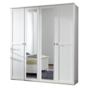 Šatní skříň CHASE bílá, 4 dveře, 2 zrcadla