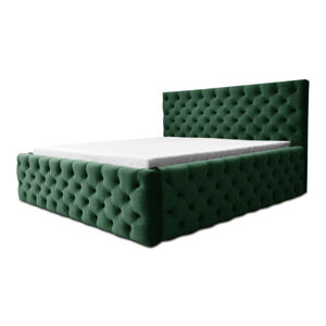 Čalouněná postel CHESTERFIELD zelená, 140x200 cm