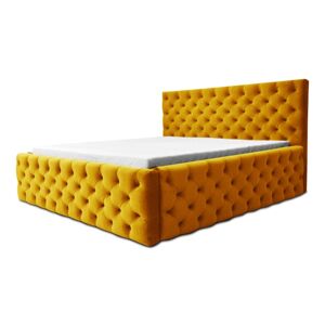 Čalouněná postel CHESTERFIELD žlutá, 180x200 cm