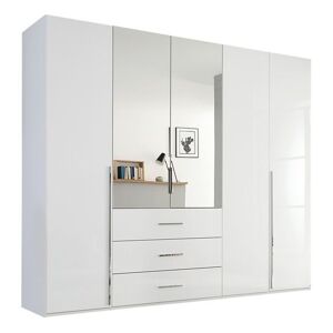 Šatní skříň COLIN alpská bílá, 5 dveří, 2 zrcadla