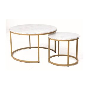 Konferenční stolek DAUN bílý mramor/zlatá