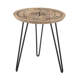 Přístavný stolek DIEPPE černá/mangové dřevo s potiskem