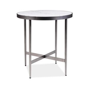 Přístavný stolek DULURIS bílý mramor/stříbrná