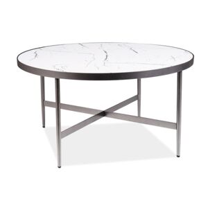 Konferenční stolek DULURIS bílý mramor/stříbrná
