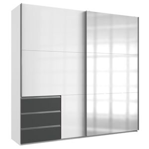 Šatní skříň ELIOT bílá/grafit, šířka 250 cm, zrcadlo