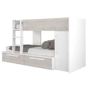 Patrová postel se skříní EMMET I pinie cascina/bílá, 90x200 cm