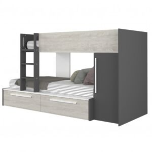 Patrová postel se skříní EMMET I pinie cascina/šedá, 90x200 cm