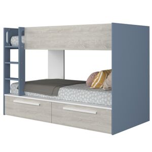 Patrová postel EMMET VII pinie cascina/modrá, 90x200 cm