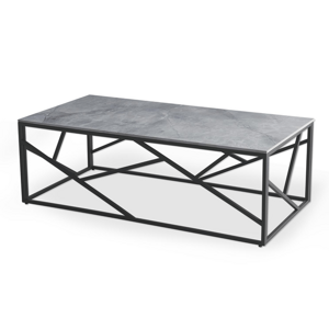 Konferenční stolek ENAVIRSI 2 šedý mramor/černá