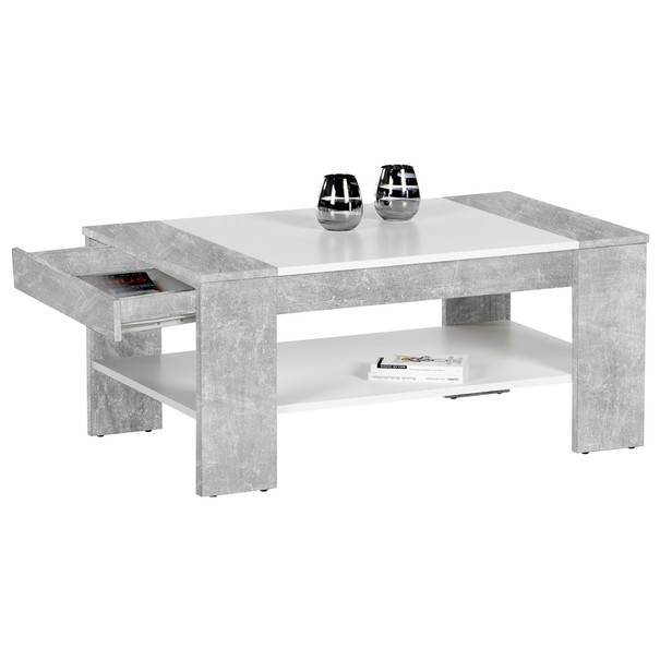 Konferenční stolek FINLEY PLUS beton/bílá