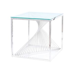 Přístavný stolek FLOMI chrom/sklo