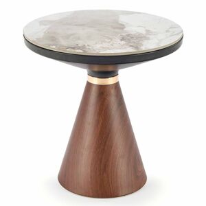 Přístavný stolek GINISAS S bílý mramor/ořech