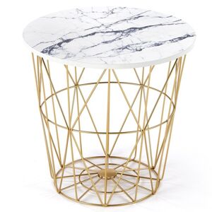 Přístavný stolek HORASSO 2 bílý mramor/zlatá