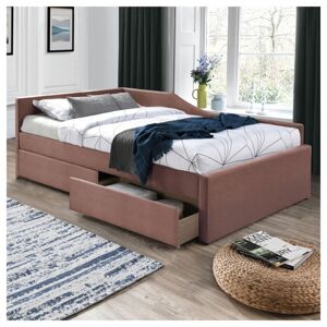 Rohová postel s roštem ILAUT starorůžová, 120x200 cm