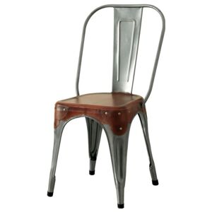 Jídelní židle IRON železo almond/hnědý kožený potah