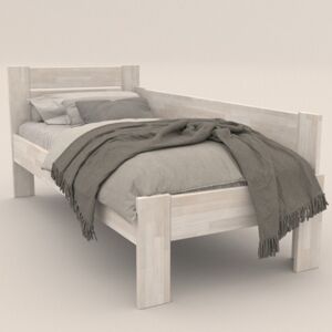 Rohová postel JOHANA pravá, buk/bílá, 100x200 cm