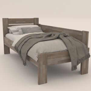 Rohová postel JOHANA pravá, buk/šedá, 100x200 cm
