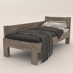Rohová postel JOHANA levá, buk/šedá, 100x200 cm