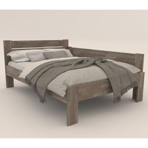 Rohová postel JOHANA pravá, buk/šedá, 120x200 cm