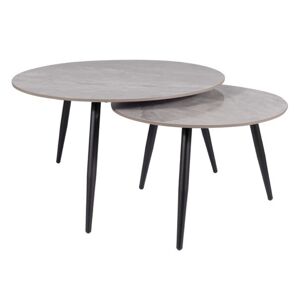 Konferenční stolek KURO šedý mramor, set 2 ks