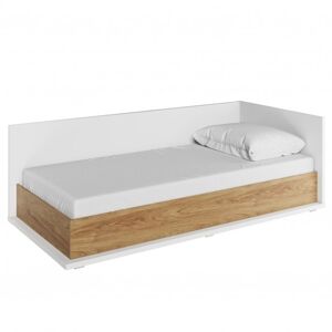 Rohová postel MASSI 09 P pravá, dub hikora/bílá, 90x200 cm