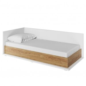 Rohová postel MASSI 09 L levá, dub hikora/bílá, 90x200 cm