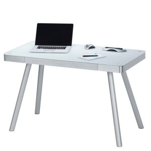 Počítačový stůl MAXWELL kov/bílé sklo