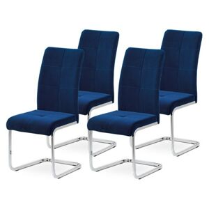 Sconto Set 4 jídelních židlí MIRELLA modrá/chrom