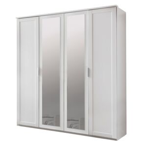 Šatní skříň NATHAN bílá, 4 dveře, 2 zrcadla