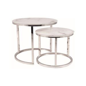 Konferenční stolek OTLONTO bílý mramor/stříbrná