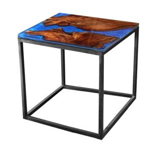 Odkládací stolek RESIN 50x50 cm, modrá/šedá