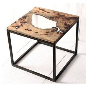 Odkládací stolek RESIN 50x50 cm, transparentní/šedá