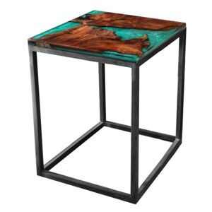 Odkládací stolek RESIN 40x40 cm, zelená/šedá