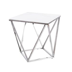 Přístavný stolek SALVIR bílý mramor