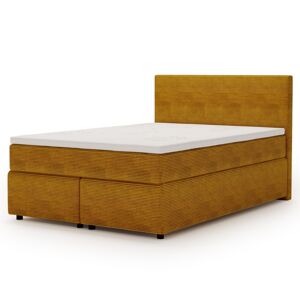 Postel s matrací a topperem SLEEP NEW hořčicová, 140x200 cm