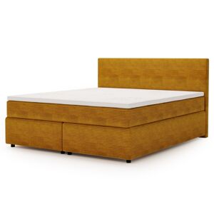 Postel s matrací a topperem SLEEP NEW hořčicová, 160x200 cm
