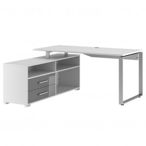 Rohový psací stůl SPOKE bílá/šedá