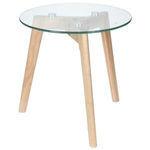 Sconto Přístavný stolek TARA tvrzené sklo/přírodní