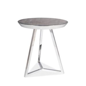 Přístavný stolek TIMADO šedý mramor/chrom